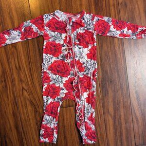 Bums & Roses Scarlett's Web Ruffle Romper, 18-24m EUC